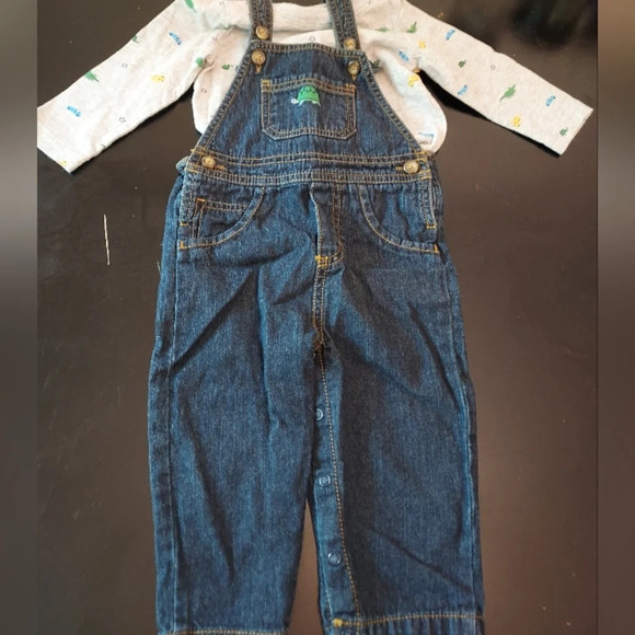 Just One You by Carter’s Boy’s Denim Overalls & Long Sleeve Set in Size 12M - Picture 1 of 7